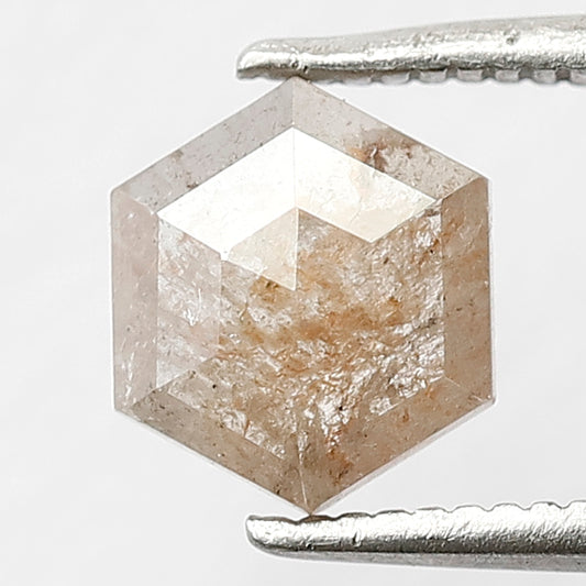 1.01 CT Fancy Reddish Grey Color Diamond Loose Natural 7 MM Hexagon Shape Conflict Free Rustic Salt and Pepper Diamond
