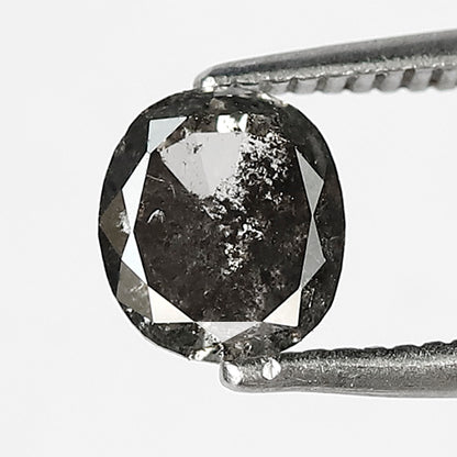 Natural Oval Shape 0.84 CT Loose Diamond, 6.00 x 5.40 mm Gray Black Salt and Pepper Diamond For Bridal Jewelry