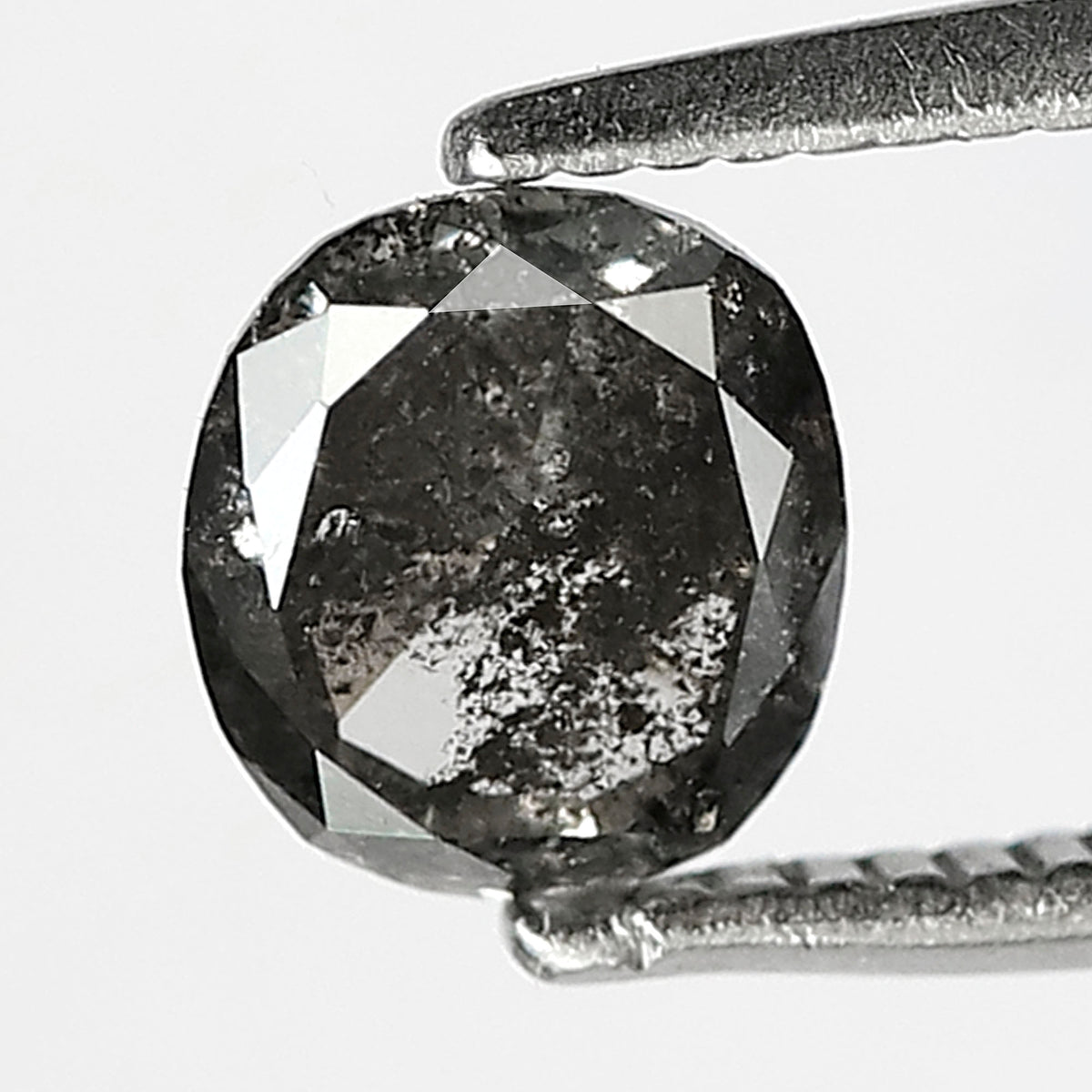 Natural Oval Shape 0.84 CT Loose Diamond, 6.00 x 5.40 mm Gray Black Salt and Pepper Diamond For Bridal Jewelry
