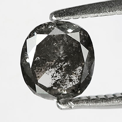 Natural Oval Shape 0.84 CT Loose Diamond, 6.00 x 5.40 mm Gray Black Salt and Pepper Diamond For Bridal Jewelry