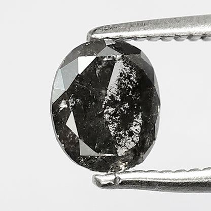 Natural Oval Shape 0.84 CT Loose Diamond, 6.00 x 5.40 mm Gray Black Salt and Pepper Diamond For Bridal Jewelry