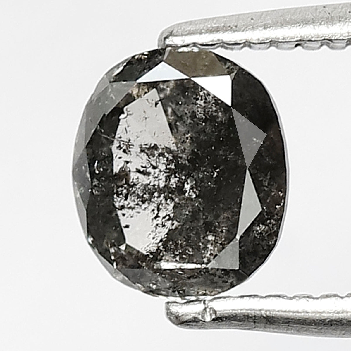 Natural Oval Shape 0.84 CT Loose Diamond, 6.00 x 5.40 mm Gray Black Salt and Pepper Diamond For Bridal Jewelry