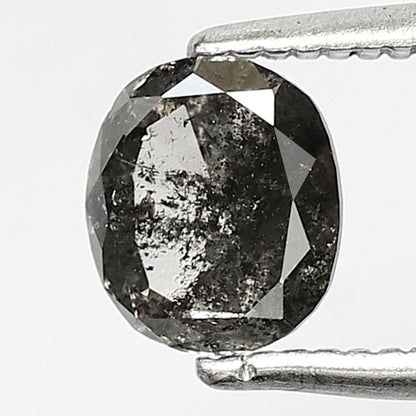 Natural Oval Shape 0.84 CT Loose Diamond, 6.00 x 5.40 mm Gray Black Salt and Pepper Diamond For Bridal Jewelry