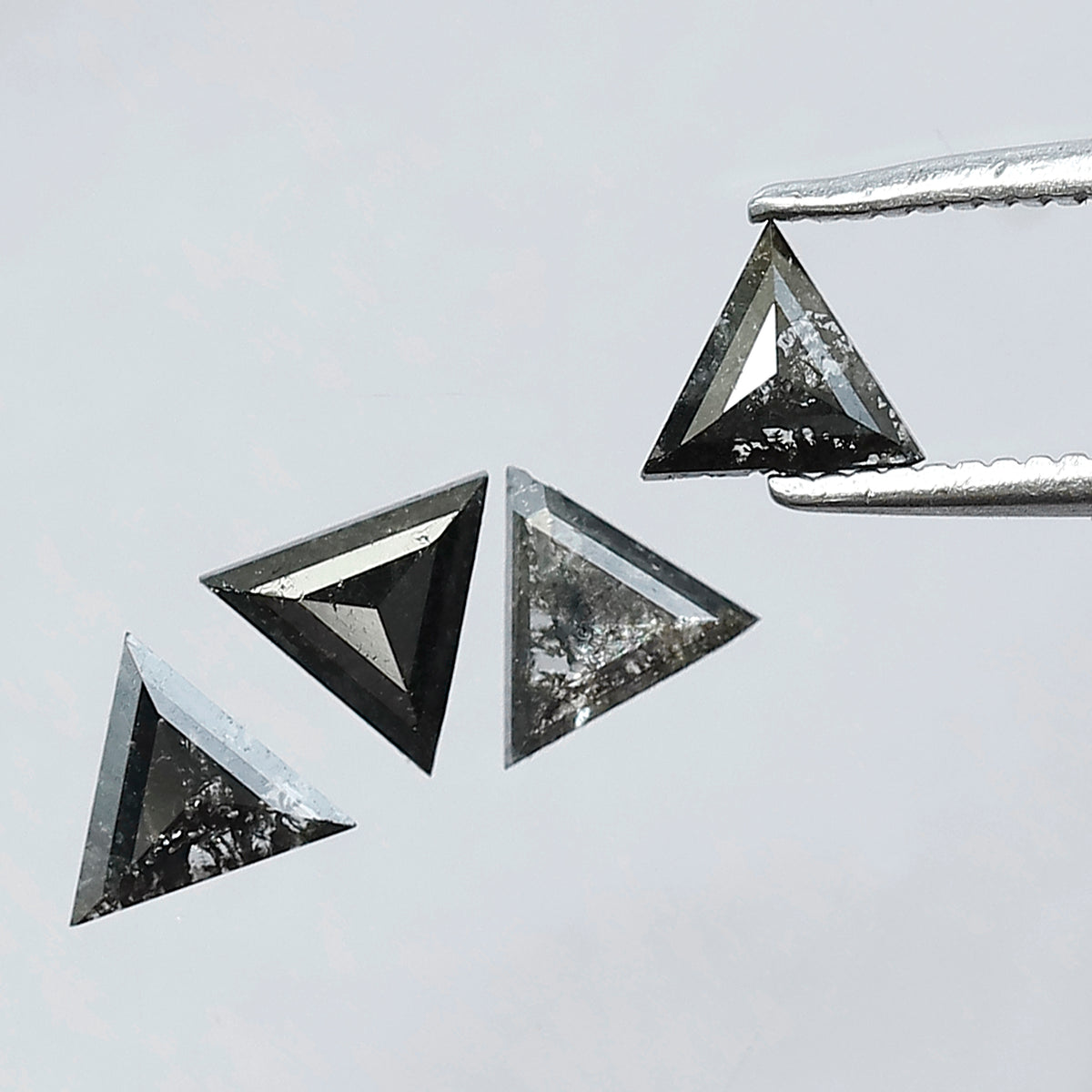 0.89 CT Triangle Cut Salt and Pepper Diamond Lot | Natural Gray Black Earth Mined Loose Diamonds For Making Jewelry