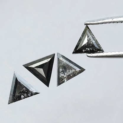 0.89 CT Triangle Cut Salt and Pepper Diamond Lot | Natural Gray Black Earth Mined Loose Diamonds For Making Jewelry