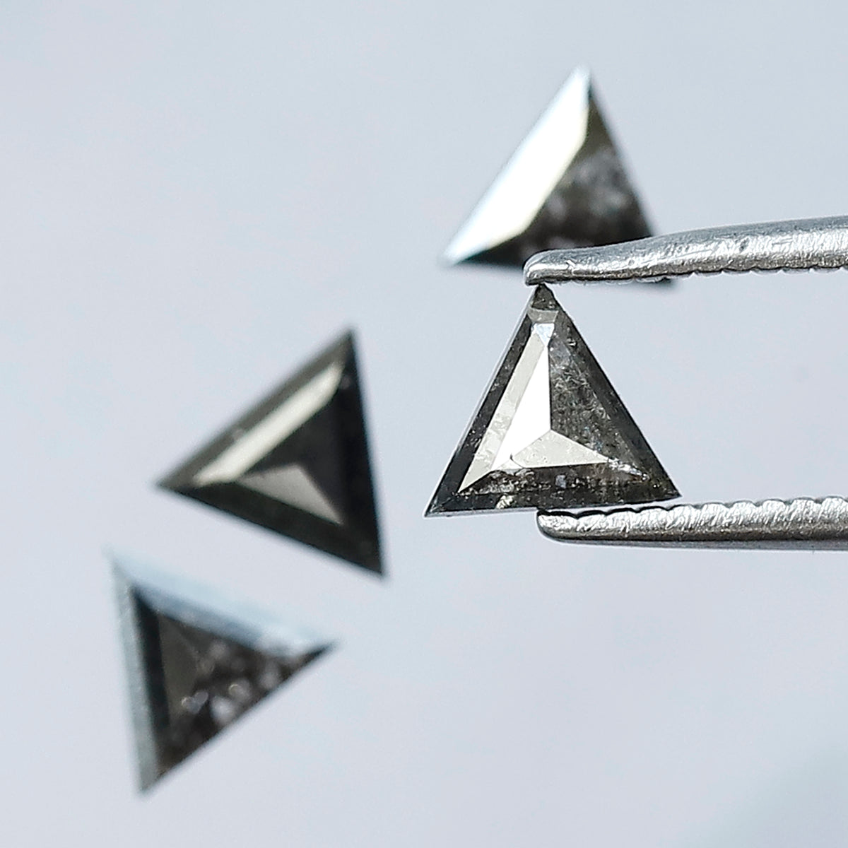 0.89 CT Triangle Cut Salt and Pepper Diamond Lot | Natural Gray Black Earth Mined Loose Diamonds For Making Jewelry