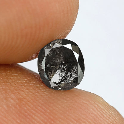 Natural Oval Shape 0.84 CT Loose Diamond, 6.00 x 5.40 mm Gray Black Salt and Pepper Diamond For Bridal Jewelry
