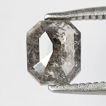 0.81 Ct Emerald Cut Salt & Pepper Diamond, Natural Gray Black Loose Diamond for Anniversary Ring Gift