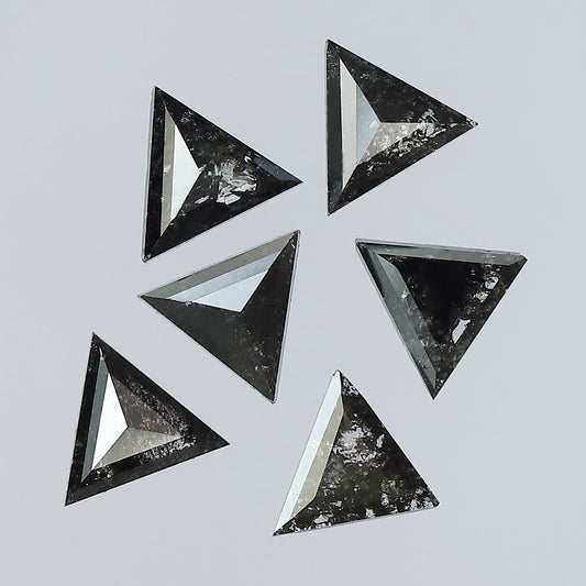 1.28 Ct Natural Salt and Pepper Triangle Cut Loose Diamond Lot | Gray Black Diamond 4.40 x 4.40 mm for Jewelry