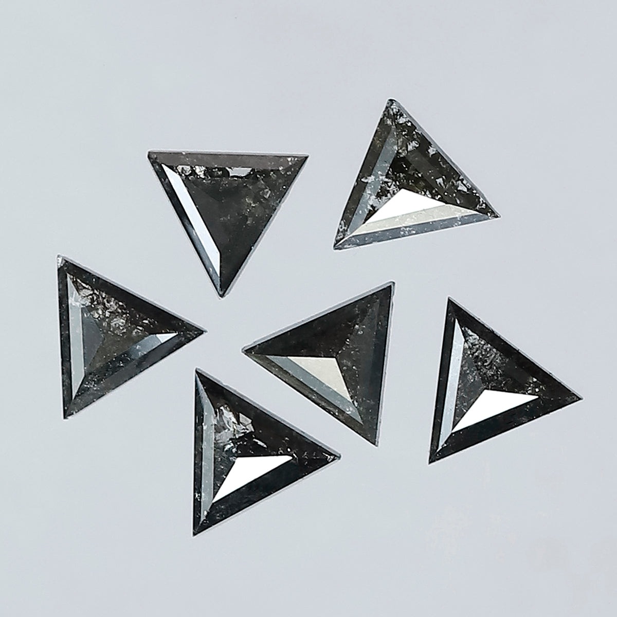 1.28 Ct Natural Salt and Pepper Triangle Cut Loose Diamond Lot | Gray Black Diamond 4.40 x 4.40 mm for Jewelry