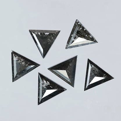 1.28 Ct Natural Salt and Pepper Triangle Cut Loose Diamond Lot | Gray Black Diamond 4.40 x 4.40 mm for Jewelry