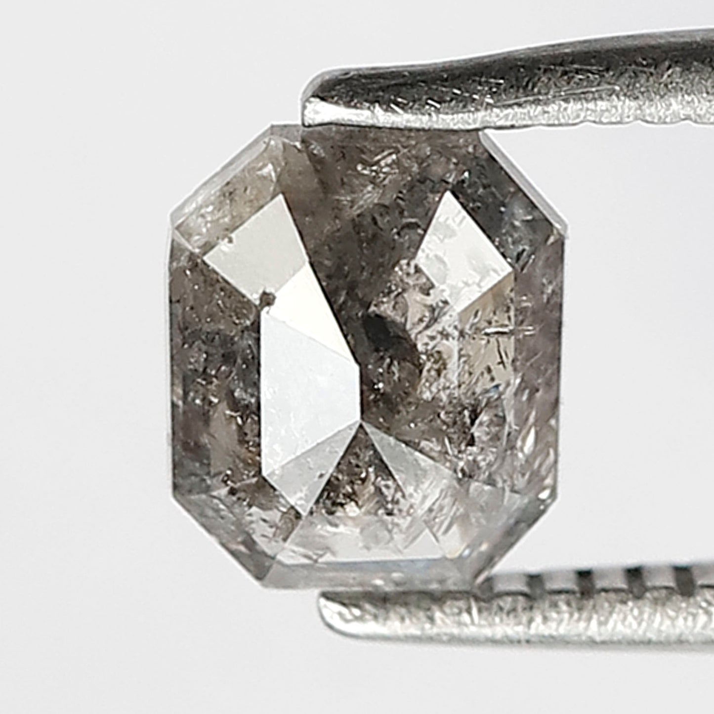 0.81 Ct Emerald Cut Salt & Pepper Diamond, Natural Gray Black Loose Diamond for Anniversary Ring Gift
