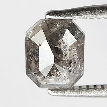 0.81 Ct Emerald Cut Salt & Pepper Diamond, Natural Gray Black Loose Diamond for Anniversary Ring Gift