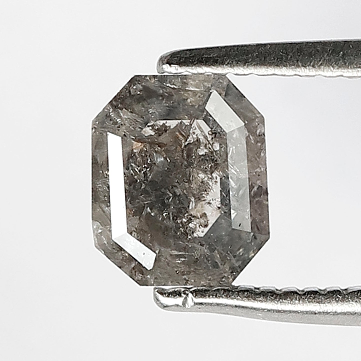 0.81 Ct Emerald Cut Salt & Pepper Diamond, Natural Gray Black Loose Diamond for Anniversary Ring Gift