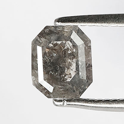 0.81 Ct Emerald Cut Salt & Pepper Diamond, Natural Gray Black Loose Diamond for Anniversary Ring Gift