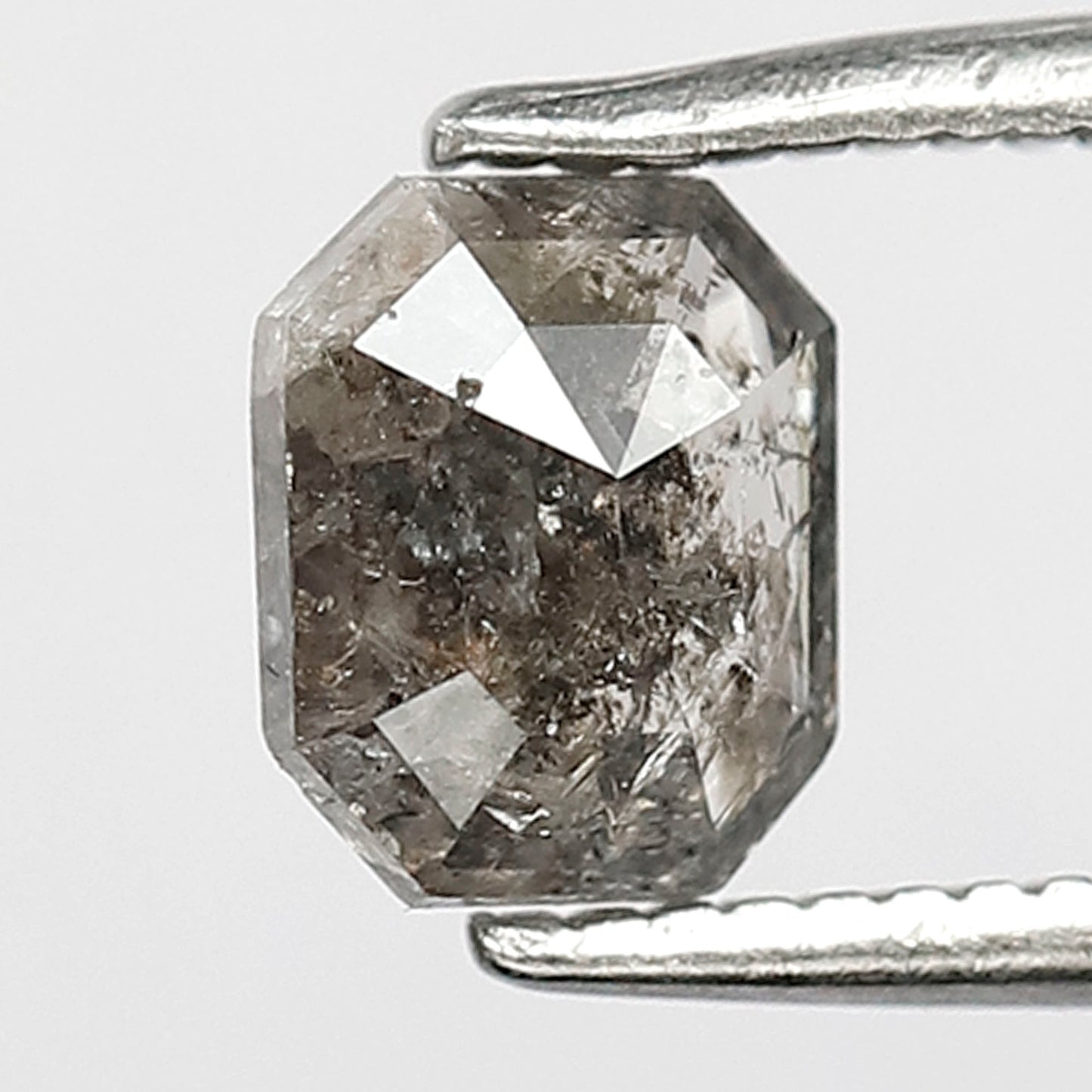 0.81 Ct Emerald Cut Salt & Pepper Diamond, Natural Gray Black Loose Diamond for Anniversary Ring Gift