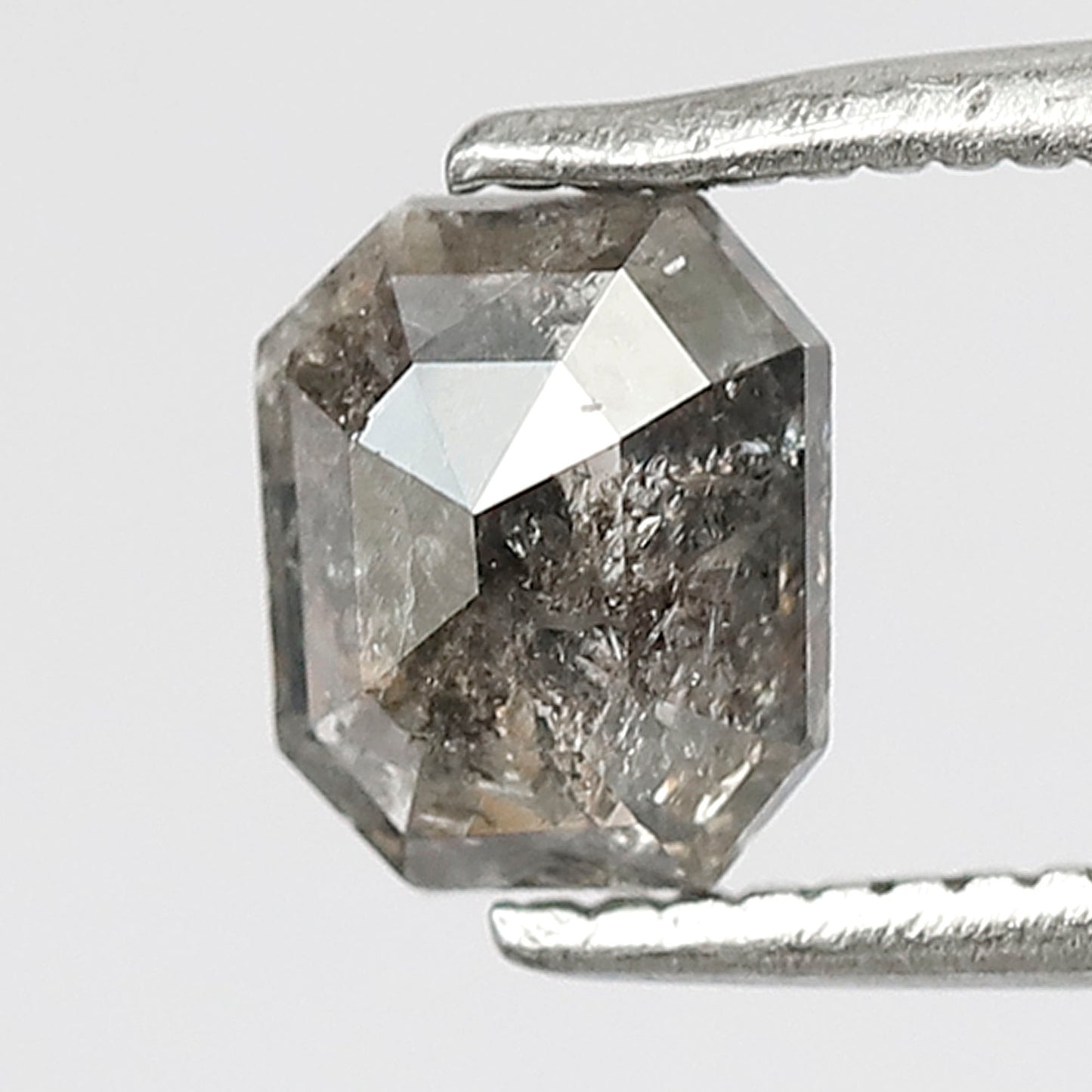 0.81 Ct Emerald Cut Salt & Pepper Diamond, Natural Gray Black Loose Diamond for Anniversary Ring Gift