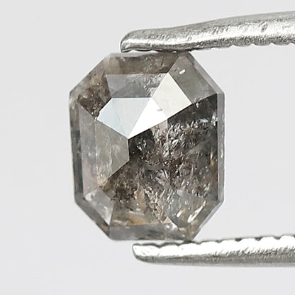 0.81 Ct Emerald Cut Salt & Pepper Diamond, Natural Gray Black Loose Diamond for Anniversary Ring Gift