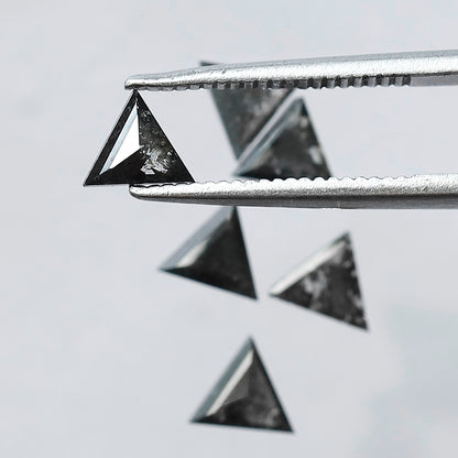 1.28 Ct Natural Salt and Pepper Triangle Cut Loose Diamond Lot | Gray Black Diamond 4.40 x 4.40 mm for Jewelry