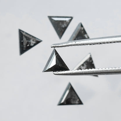 1.28 Ct Natural Salt and Pepper Triangle Cut Loose Diamond Lot | Gray Black Diamond 4.40 x 4.40 mm for Jewelry