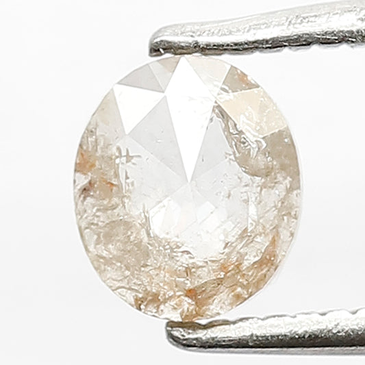 0.59 CT Translucent Grayish Yellow Color Diamond 5.8 MM Earth Mined Oval Shape Rustic Salt and Pepper Diamond Custom Design Ring