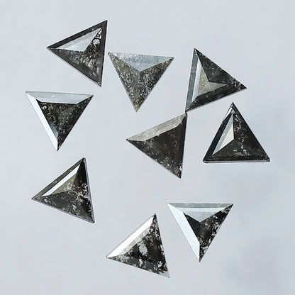 1.73 Carat Triangle Cut Salt and Pepper Loose Diamonds | Natural Gray Black Diamond 4.30 mm Jewelry Stone