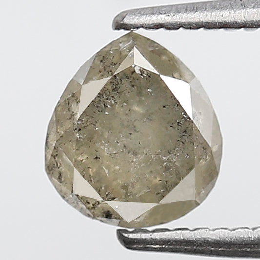 1.24 Ct Pear Salt and Pepper Diamond, Yellowish Green Natural Diamond, Translucent Earth Mined Loose Stone for Proposal Ring