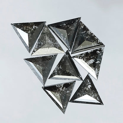 1.73 Carat Triangle Cut Salt and Pepper Loose Diamonds | Natural Gray Black Diamond 4.30 mm Jewelry Stone