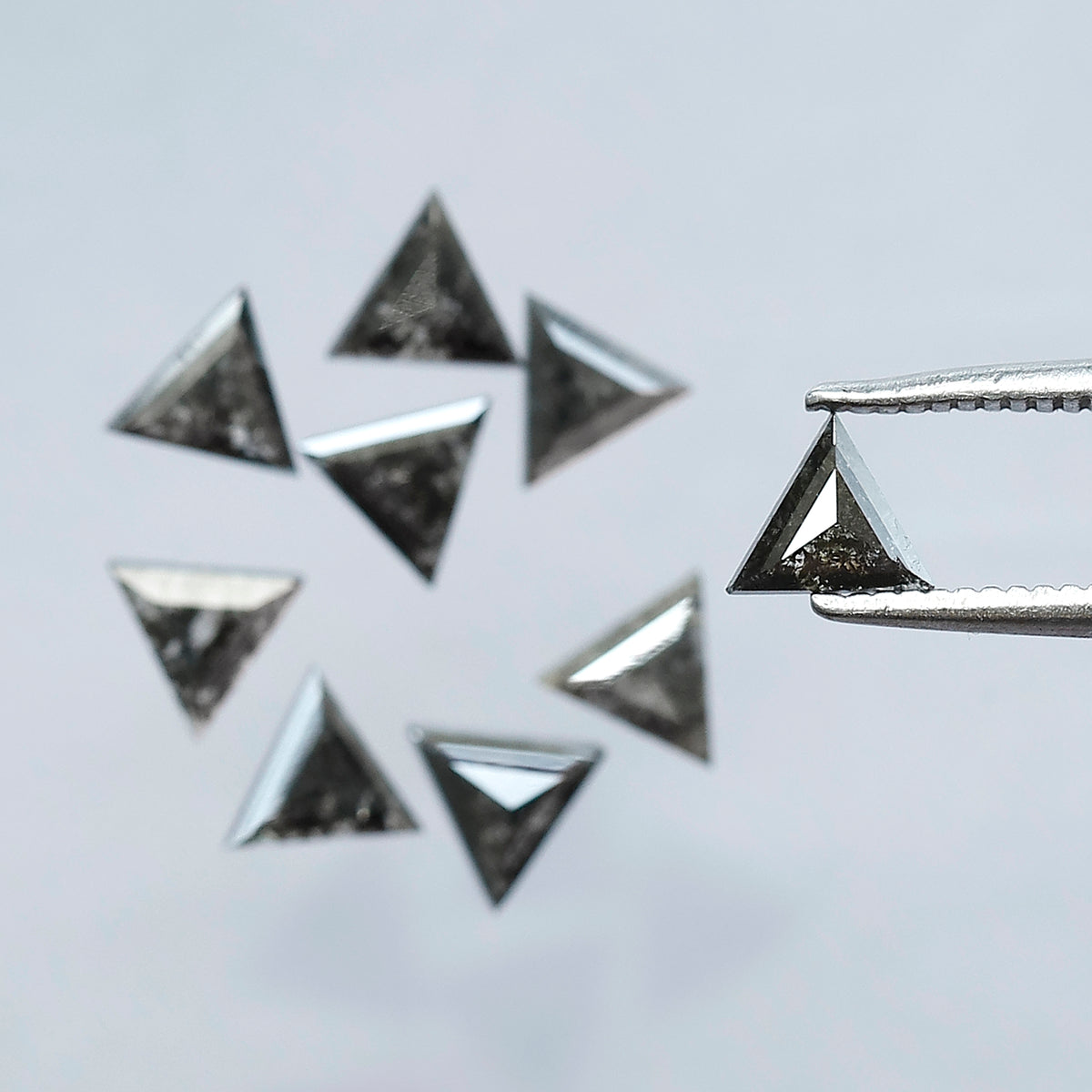 1.73 Carat Triangle Cut Salt and Pepper Loose Diamonds | Natural Gray Black Diamond 4.30 mm Jewelry Stone