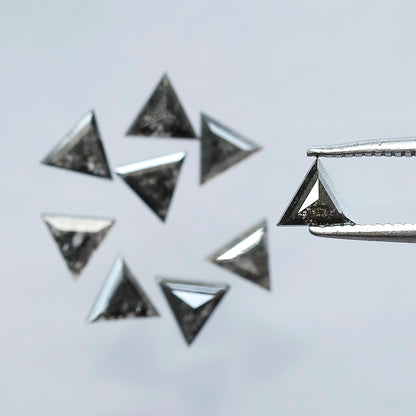 1.73 Carat Triangle Cut Salt and Pepper Loose Diamonds | Natural Gray Black Diamond 4.30 mm Jewelry Stone