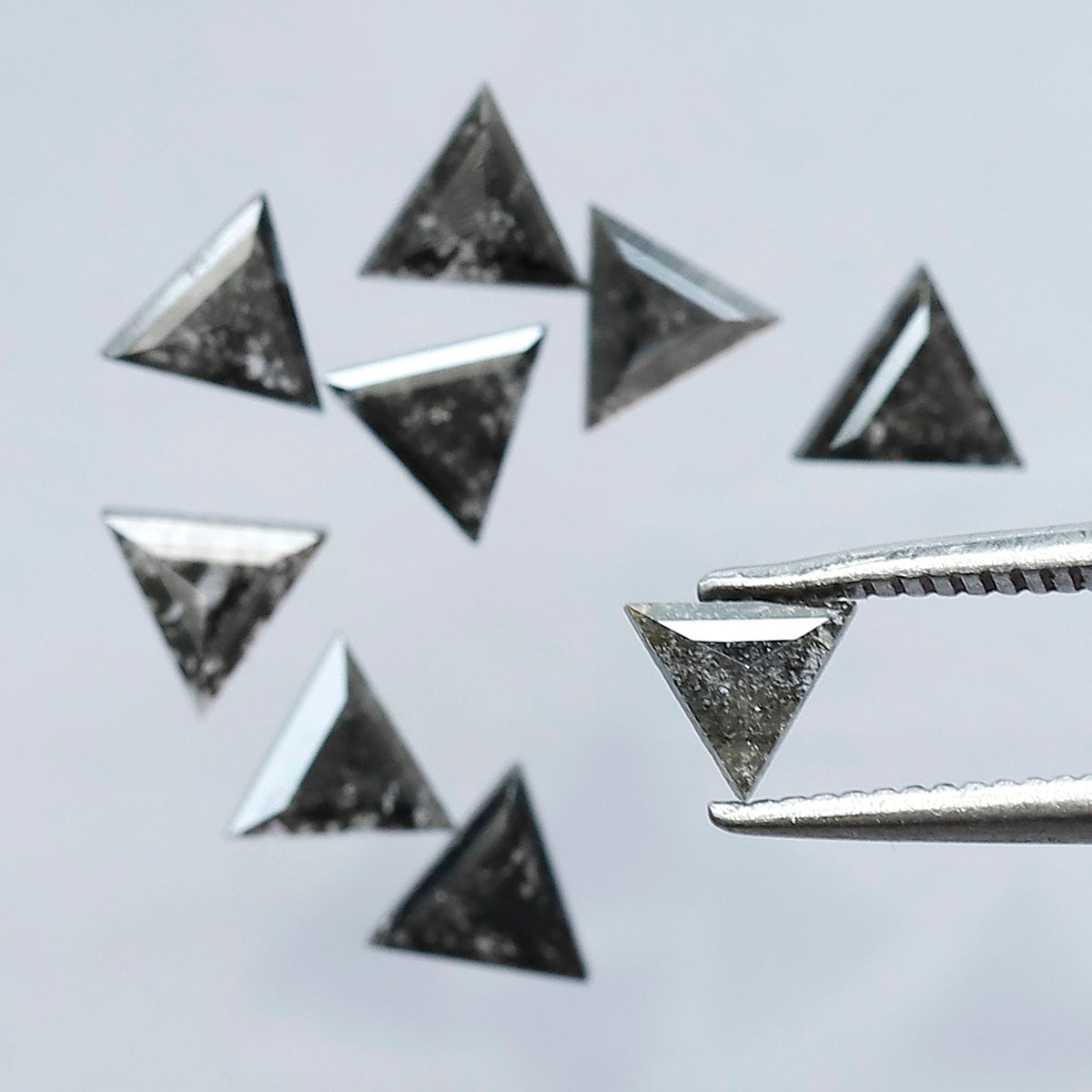 1.73 Carat Triangle Cut Salt and Pepper Loose Diamonds | Natural Gray Black Diamond 4.30 mm Jewelry Stone