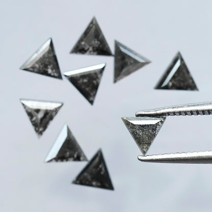 1.73 Carat Triangle Cut Salt and Pepper Loose Diamonds | Natural Gray Black Diamond 4.30 mm Jewelry Stone