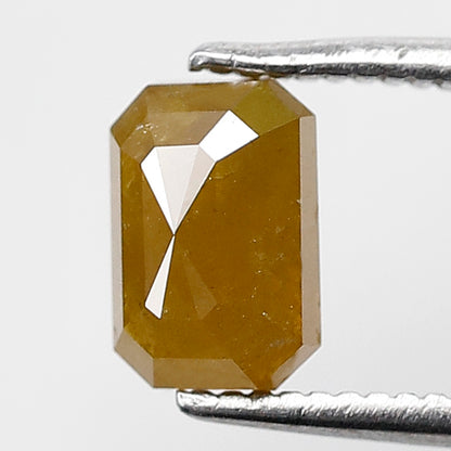 Natural 1.34 Ct Emerald Shape Diamond, Earth Mined Natural Yellowish Rustic Diamond For Wedding Jewelry