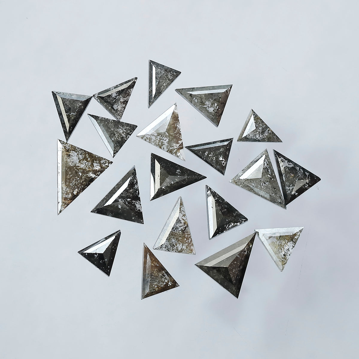 4.55 Carat Natural Salt and Pepper Triangle Cut Loose Diamonds | Gray Black Diamond Lot for Custom Jewelry