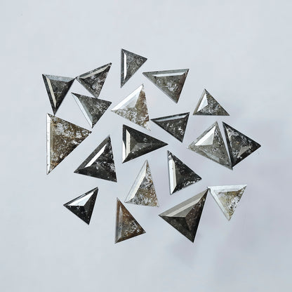 4.55 Carat Natural Salt and Pepper Triangle Cut Loose Diamonds | Gray Black Diamond Lot for Custom Jewelry