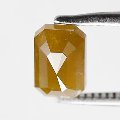 Natural 1.34 Ct Emerald Shape Diamond, Earth Mined Natural Yellowish Rustic Diamond For Wedding Jewelry