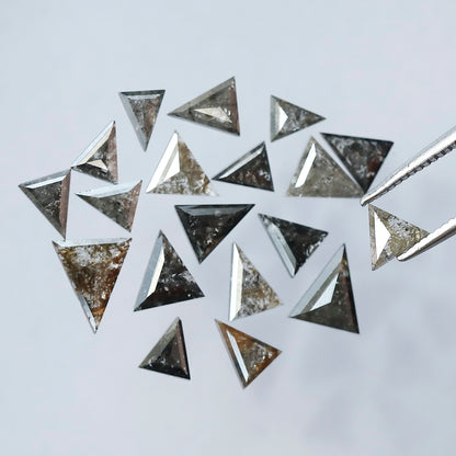4.55 Carat Natural Salt and Pepper Triangle Cut Loose Diamonds | Gray Black Diamond Lot for Custom Jewelry