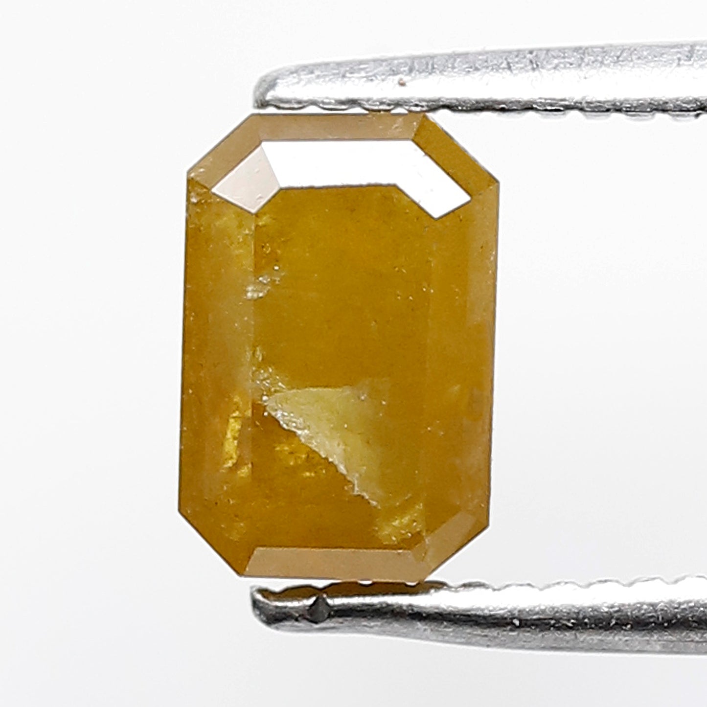 Natural 1.34 Ct Emerald Shape Diamond, Earth Mined Natural Yellowish Rustic Diamond For Wedding Jewelry
