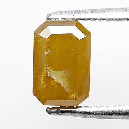 Natural 1.34 Ct Emerald Shape Diamond, Earth Mined Natural Yellowish Rustic Diamond For Wedding Jewelry