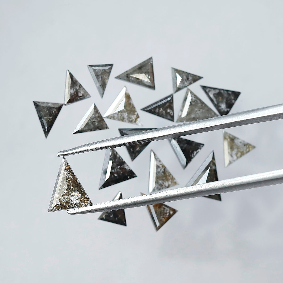 4.55 Carat Natural Salt and Pepper Triangle Cut Loose Diamonds | Gray Black Diamond Lot for Custom Jewelry
