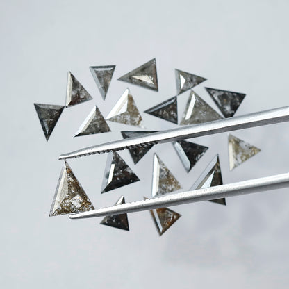 4.55 Carat Natural Salt and Pepper Triangle Cut Loose Diamonds | Gray Black Diamond Lot for Custom Jewelry