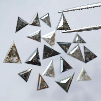4.55 Carat Natural Salt and Pepper Triangle Cut Loose Diamonds | Gray Black Diamond Lot for Custom Jewelry