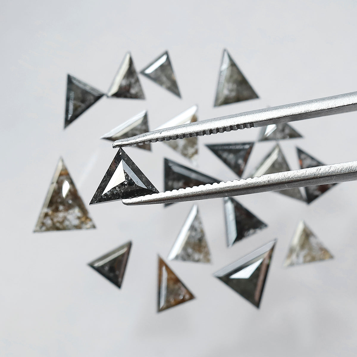 4.55 Carat Natural Salt and Pepper Triangle Cut Loose Diamonds | Gray Black Diamond Lot for Custom Jewelry