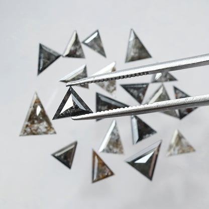 4.55 Carat Natural Salt and Pepper Triangle Cut Loose Diamonds | Gray Black Diamond Lot for Custom Jewelry