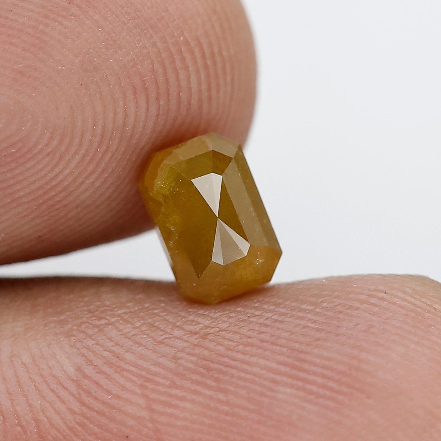 Natural 1.34 Ct Emerald Shape Diamond, Earth Mined Natural Yellowish Rustic Diamond For Wedding Jewelry