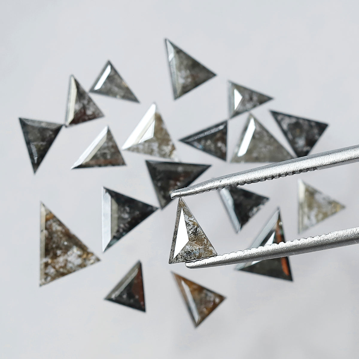 4.55 Carat Natural Salt and Pepper Triangle Cut Loose Diamonds | Gray Black Diamond Lot for Custom Jewelry