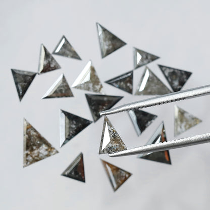 4.55 Carat Natural Salt and Pepper Triangle Cut Loose Diamonds | Gray Black Diamond Lot for Custom Jewelry