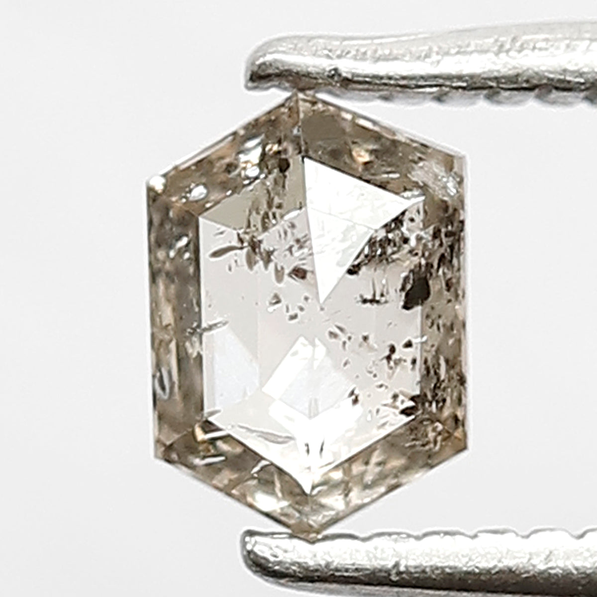 0.38 CT Elongated Hexagon Shape Diamond Loose Natural 5.5 MM Brownish Black Color Diamond Salt and Pepper Rustic Diamond