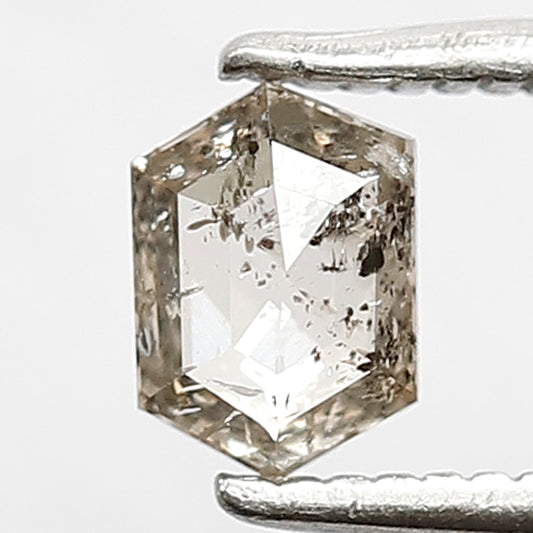 0.38 CT Elongated Hexagon Shape Diamond Loose Natural 5.5 MM Brownish Black Color Diamond Salt and Pepper Rustic Diamond