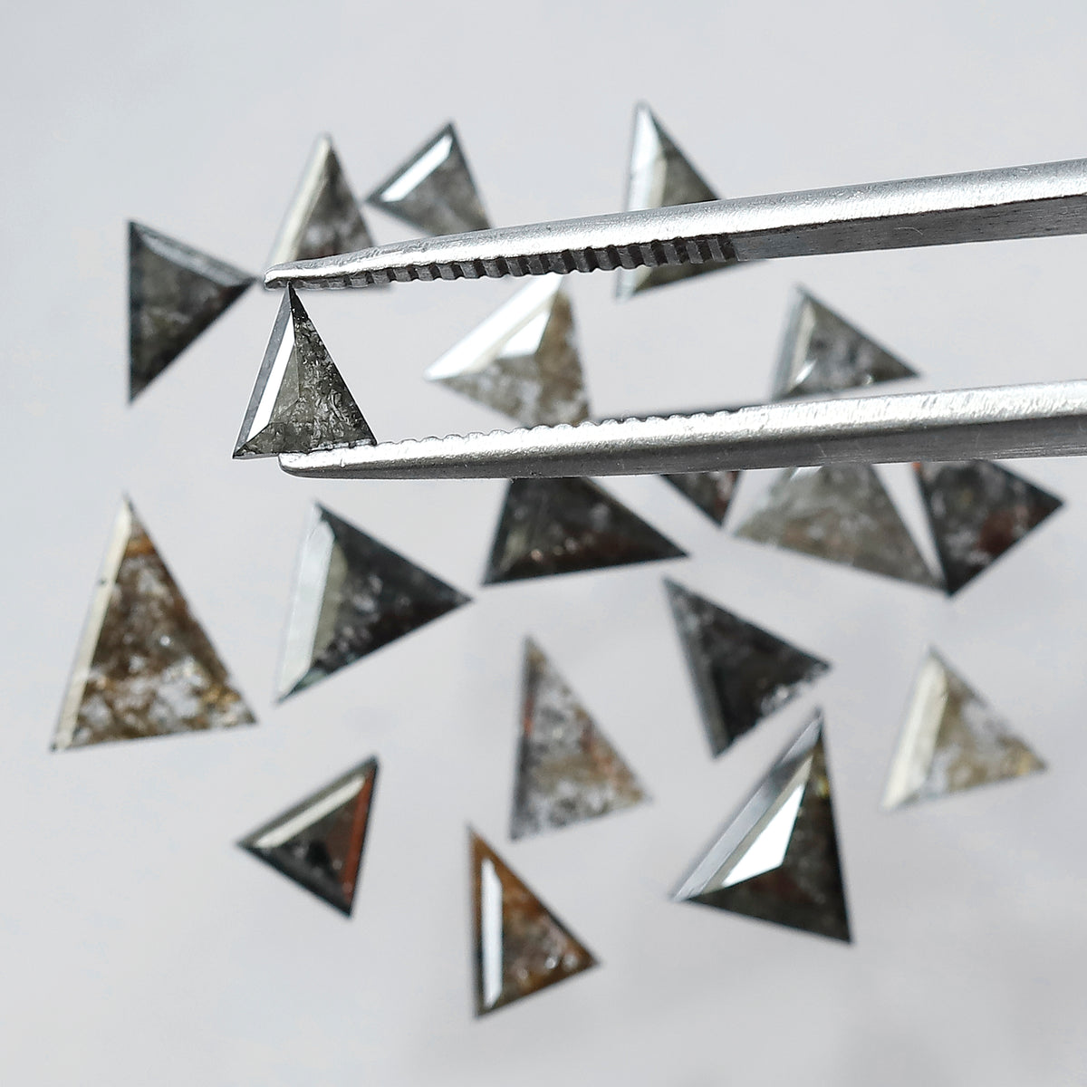 4.55 Carat Natural Salt and Pepper Triangle Cut Loose Diamonds | Gray Black Diamond Lot for Custom Jewelry